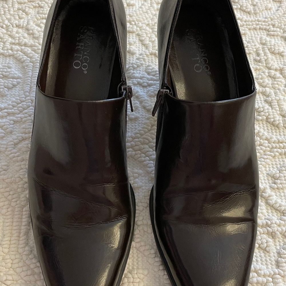 Ankle Boots. Franco Sarto. Dark Brown, Size 10.
